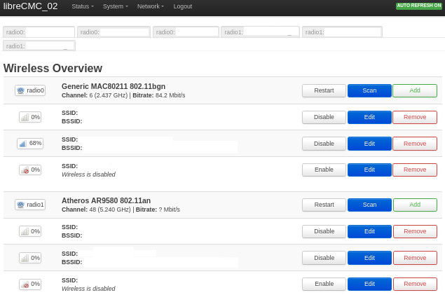 Lista de radios WiFi en Web